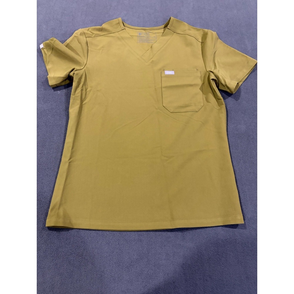 FIGS Technical Collection Leon 3 Pocket Medical Scrub Top Mens XS Olive Stretch